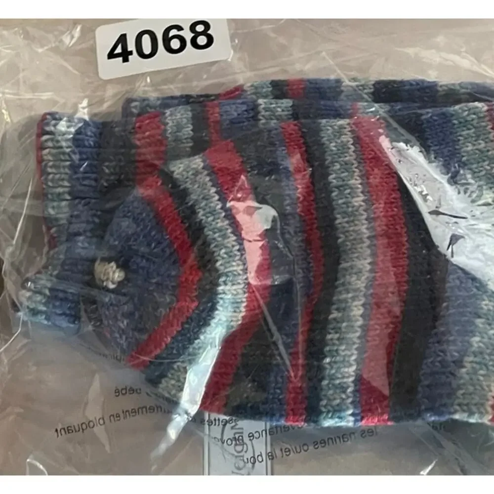 Hand Knit Womens Wool Socks Blue Pink Striped